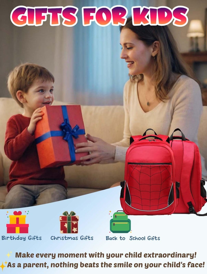 BLUEFAIRY Kids Backpack for Boys Kindergarten Elementary Primary School Bookbags Back to School Bags with Large Campartments Mochilas para Escolares NiÃƒÂ±os 17" Dark Red - Image 4